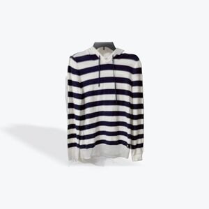 Southern Tide Striped Knit Hoodie Sweater Women's Size S Navy White  Comfort